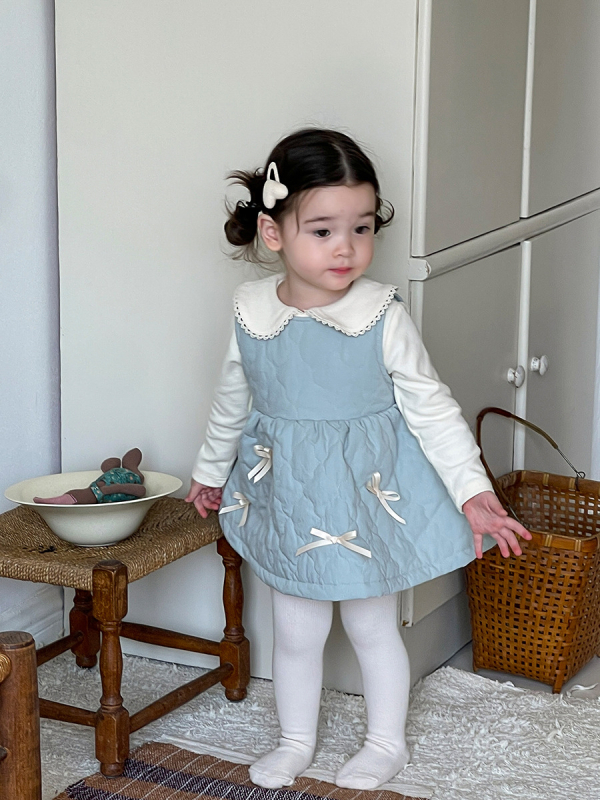 Cane Pear Lányoknak 100% pamut, ujj nélküli, A-vonalú pántos szoknya, 1–3 éveseknek, ősz 2024