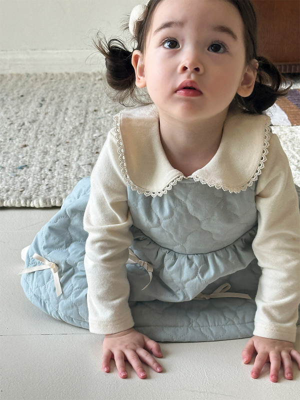 Cane Pear Lányoknak 100% pamut, ujj nélküli, A-vonalú pántos szoknya, 1–3 éveseknek, ősz 2024