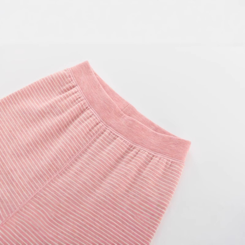 Gyermekeknek készült német fleece béléses nadrág, csíkos mintával, hosszú, elasztikus derékrész