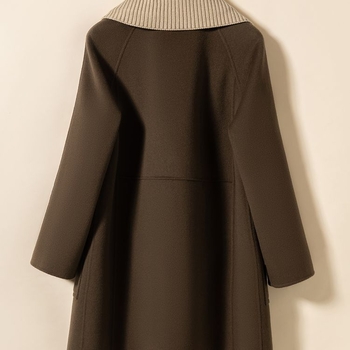 Vlnený kabát, chenille materiál, spandex zmes, krátka dĺžka, voľný strih, japonsko-kórejský voľný štýl