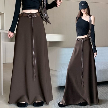 Chenille anyagú hosszú szoknya spandex 30% alatt, 3D díszítés, patchwork, A-vonalú – japán-koreai hétköznapi stílus