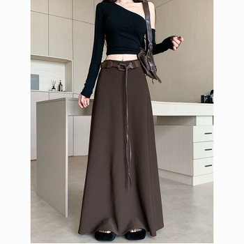 Chenille anyagú hosszú szoknya spandex 30% alatt, 3D díszítés, patchwork, A-vonalú – japán-koreai hétköznapi stílus