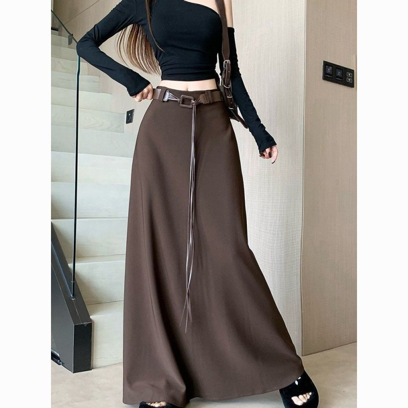 Chenille anyagú hosszú szoknya spandex 30% alatt, 3D díszítés, patchwork, A-vonalú – japán-koreai hétköznapi stílus