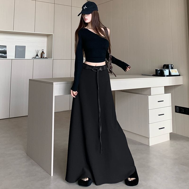 Chenille anyagú hosszú szoknya spandex 30% alatt, 3D díszítés, patchwork, A-vonalú – japán-koreai hétköznapi stílus