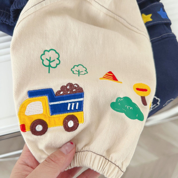 Laste fleece püksid, vaba stiil, 100% puuvill, elastne talje, pikad püksid, 3-8 aastat