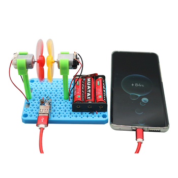 Vėjo turbina su šviesos įkrovimu – mokslo komplektas jaunimui, plastikinė konstrukcija, amžiaus riba 15–35, įtrauktas instrukcinis vaizdo įrašas, skatinamas protinis vystymasis