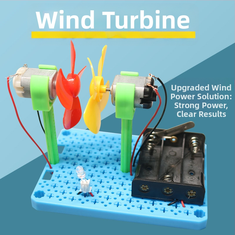 Vėjo turbina su šviesos įkrovimu – mokslo komplektas jaunimui, plastikinė konstrukcija, amžiaus riba 15–35, įtrauktas instrukcinis vaizdo įrašas, skatinamas protinis vystymasis