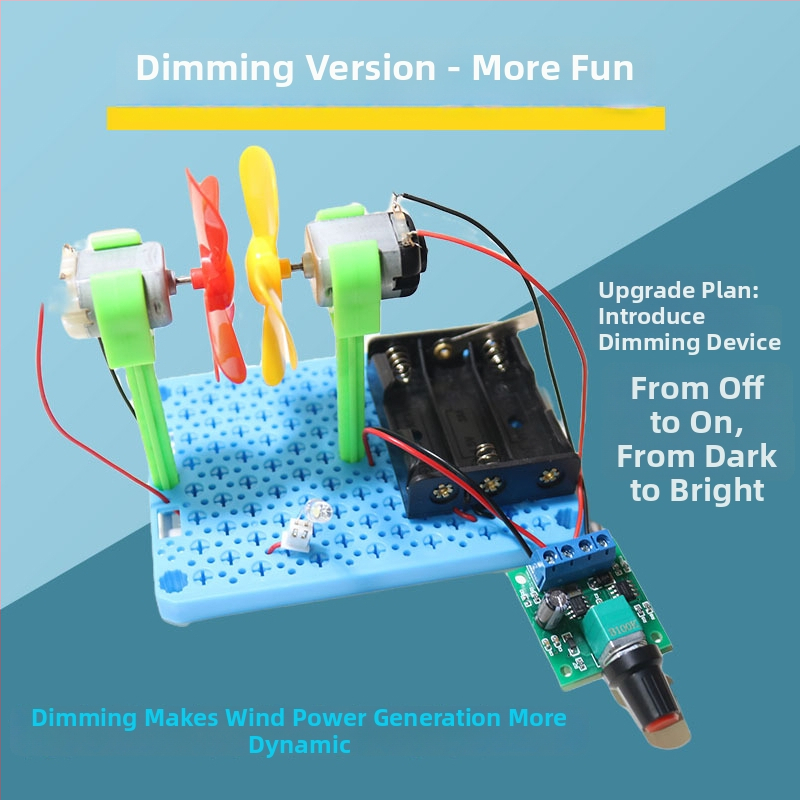 Vėjo turbina su šviesos įkrovimu – mokslo komplektas jaunimui, plastikinė konstrukcija, amžiaus riba 15–35, įtrauktas instrukcinis vaizdo įrašas, skatinamas protinis vystymasis