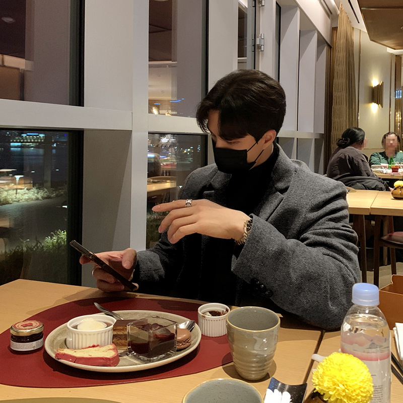 ASCLO Korea-stiilis villane bleiser, vaba lõige, ühetone muster, talveks