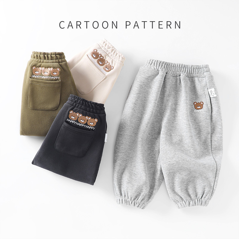 Laste igapäevased puuvillased püksid karikatuurimustriga, elastne vöö, pikad, 1–3-aastastele