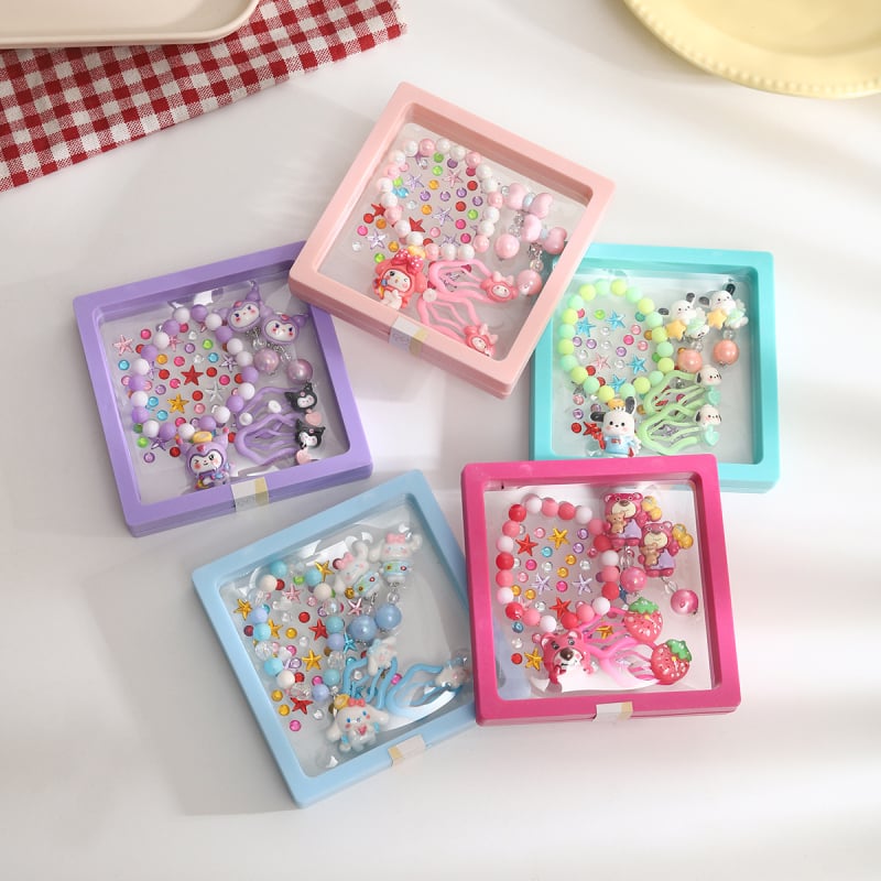 Kuromi Detský set náramkov s guličkami a klipsami – dizajn princeznej, ručne vyrobené, pôvod: Jinhua, kód mz2567