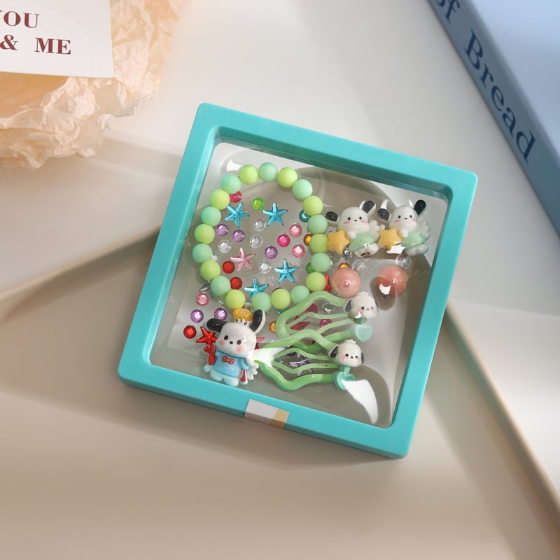 Kuromi Detský set náramkov s guličkami a klipsami – dizajn princeznej, ručne vyrobené, pôvod: Jinhua, kód mz2567