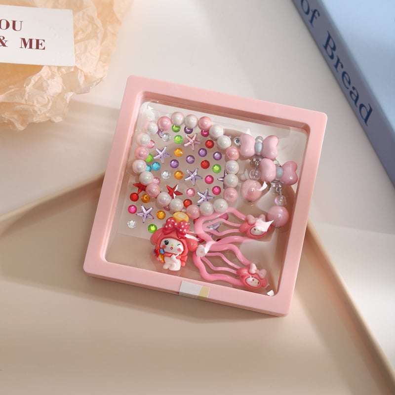 Kuromi Detský set náramkov s guličkami a klipsami – dizajn princeznej, ručne vyrobené, pôvod: Jinhua, kód mz2567