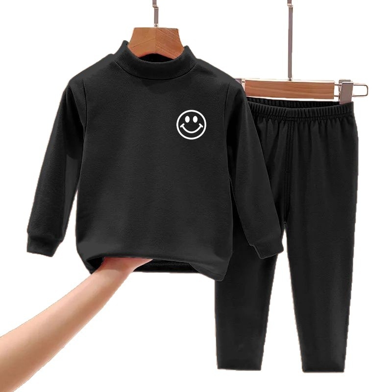 Dječji dvodijelni set od njemačkog velura, pantalone i pulover s dugim rukavima, uzorak crtić i slova, zima–jesen, za uzrast 3–8 godina