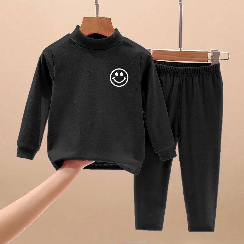 Dječji dvodijelni set od njemačkog velura, pantalone i pulover s dugim rukavima, uzorak crtić i slova, zima–jesen, za uzrast 3–8 godina