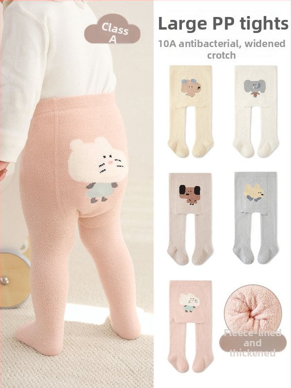 NEMOBABY detské pančuchy s karikatúrnym vzorom, chlpaté vnútro, hrubé a teplé na zimu, polyester