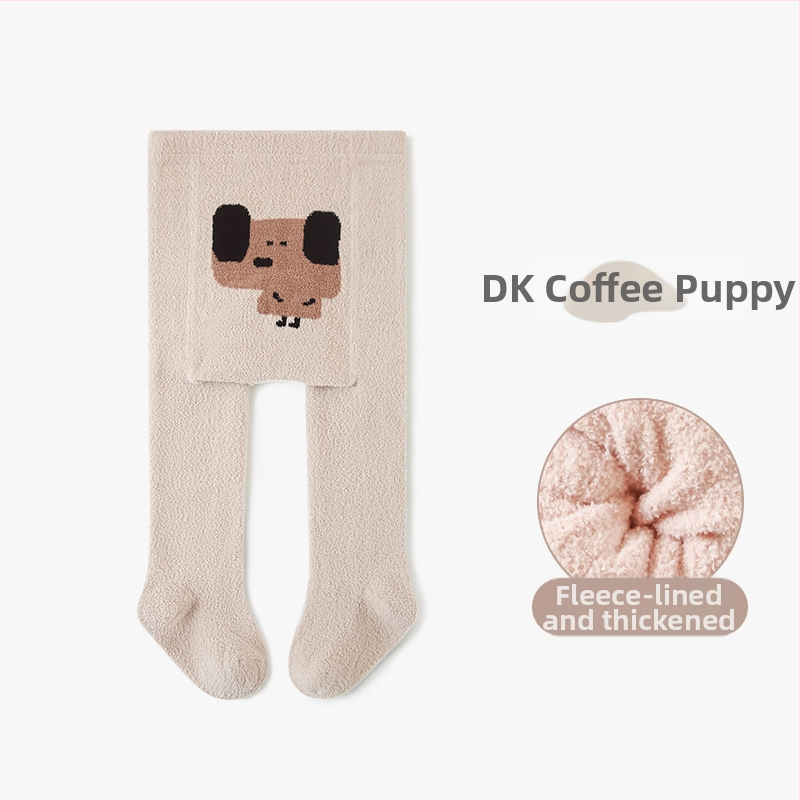 NEMOBABY detské pančuchy s karikatúrnym vzorom, chlpaté vnútro, hrubé a teplé na zimu, polyester