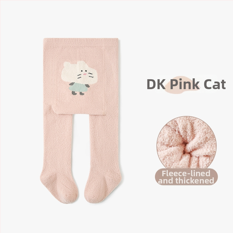 NEMOBABY detské pančuchy s karikatúrnym vzorom, chlpaté vnútro, hrubé a teplé na zimu, polyester