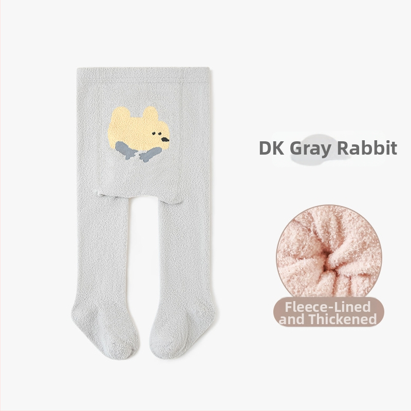 NEMOBABY detské pančuchy s karikatúrnym vzorom, chlpaté vnútro, hrubé a teplé na zimu, polyester