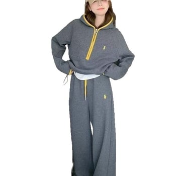 Dvodijelni set, japansko-korejski casual stil, poliester, duge hlače, bez glađenja