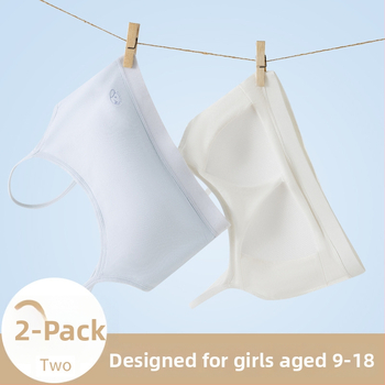 Bavlnená podprsenka-vest pre tínedžerky, priedušná, celá miska s penovým tvarovaním, vankúšiky na prsia, bez kovovej výstuže, pevné dvojité ramienka