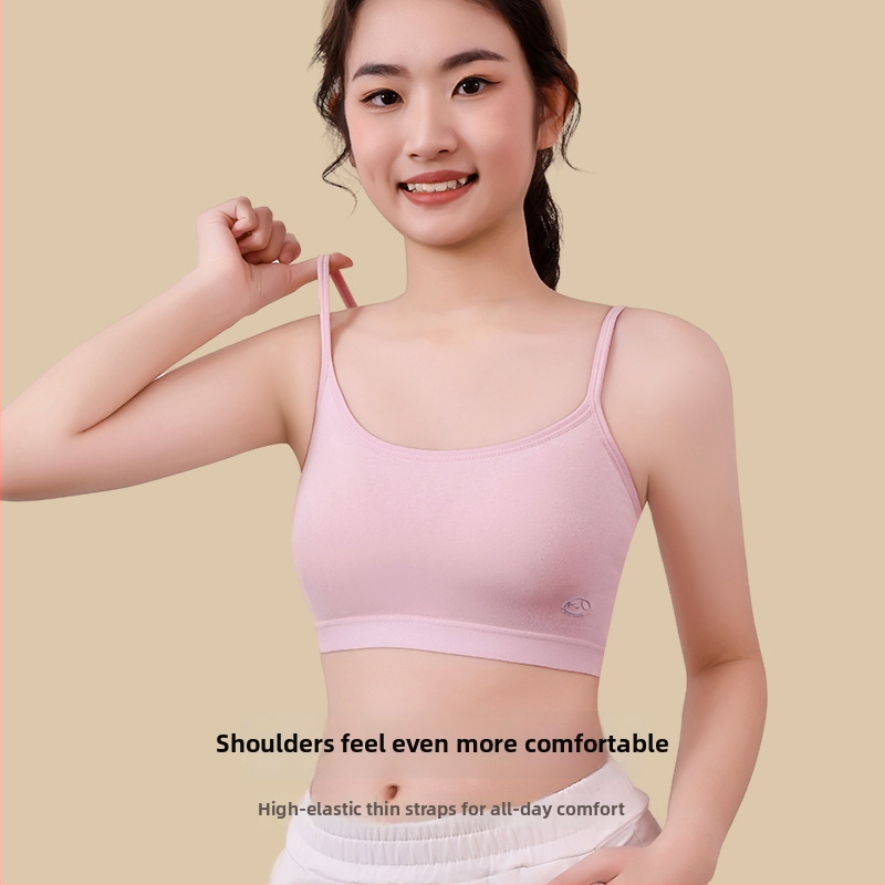 Bavlnená podprsenka-vest pre tínedžerky, priedušná, celá miska s penovým tvarovaním, vankúšiky na prsia, bez kovovej výstuže, pevné dvojité ramienka