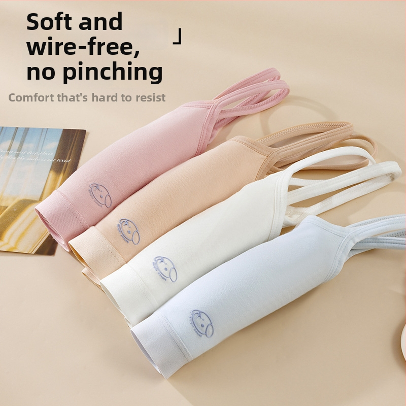 Bavlnená podprsenka-vest pre tínedžerky, priedušná, celá miska s penovým tvarovaním, vankúšiky na prsia, bez kovovej výstuže, pevné dvojité ramienka