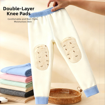 Unisex zimné termálne fleecové dlhé nohavice pre deti, polyesterové vlákno 92%, elastický pás