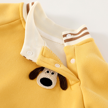 Детски подплатен дебел флийсов суитшърт, дълги ръкави, карикатурен принт, 100% полиестер, подходящ за есенно-зимния сезон