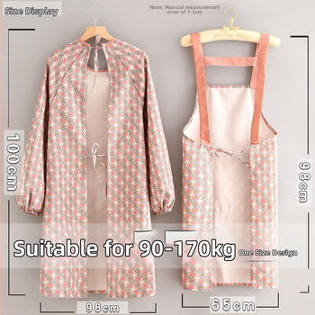 Naistele mõeldud lõuendist esiliin pikkade kätega, plekikindel, vastupidav, köögitööriided