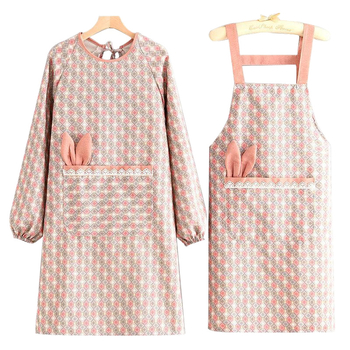 Naistele mõeldud lõuendist esiliin pikkade kätega, plekikindel, vastupidav, köögitööriided