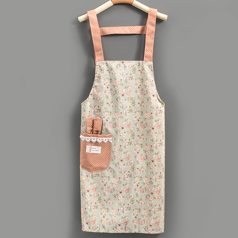 Naistele mõeldud lõuendist esiliin pikkade kätega, plekikindel, vastupidav, köögitööriided