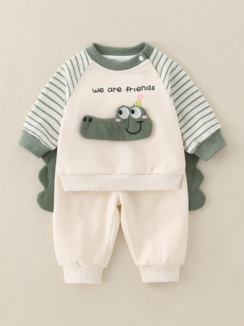 Dvojdielny bavlnený set pre batoľatá, s karikatúrnym vzorom, pre chlapcov 1–3 rokov, jar/jesenné obdobie