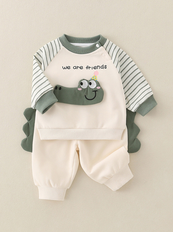 Dvojdielny bavlnený set pre batoľatá, s karikatúrnym vzorom, pre chlapcov 1–3 rokov, jar/jesenné obdobie