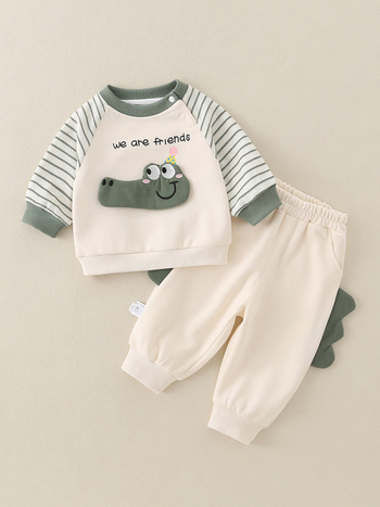 Dvojdielny bavlnený set pre batoľatá, s karikatúrnym vzorom, pre chlapcov 1–3 rokov, jar/jesenné obdobie
