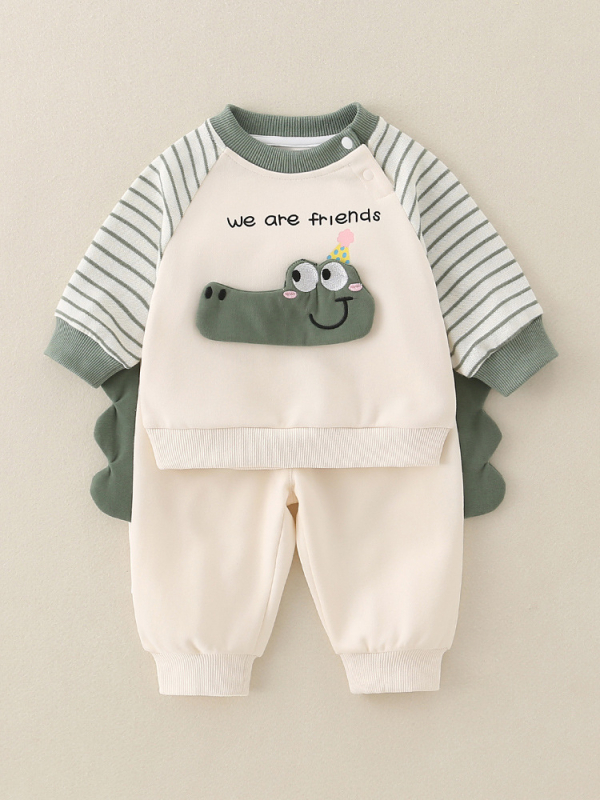 Dvojdielny bavlnený set pre batoľatá, s karikatúrnym vzorom, pre chlapcov 1–3 rokov, jar/jesenné obdobie