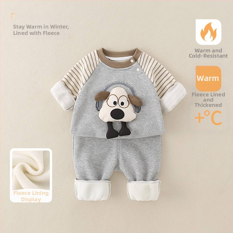 Dvojdielny bavlnený set pre batoľatá, s karikatúrnym vzorom, pre chlapcov 1–3 rokov, jar/jesenné obdobie