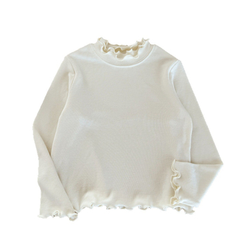 Lányoknak szóló koreai stílusú hosszú ujjú felső (koreai stílus, hosszú ujjú, magas gallér, 90% pamut, meleg)