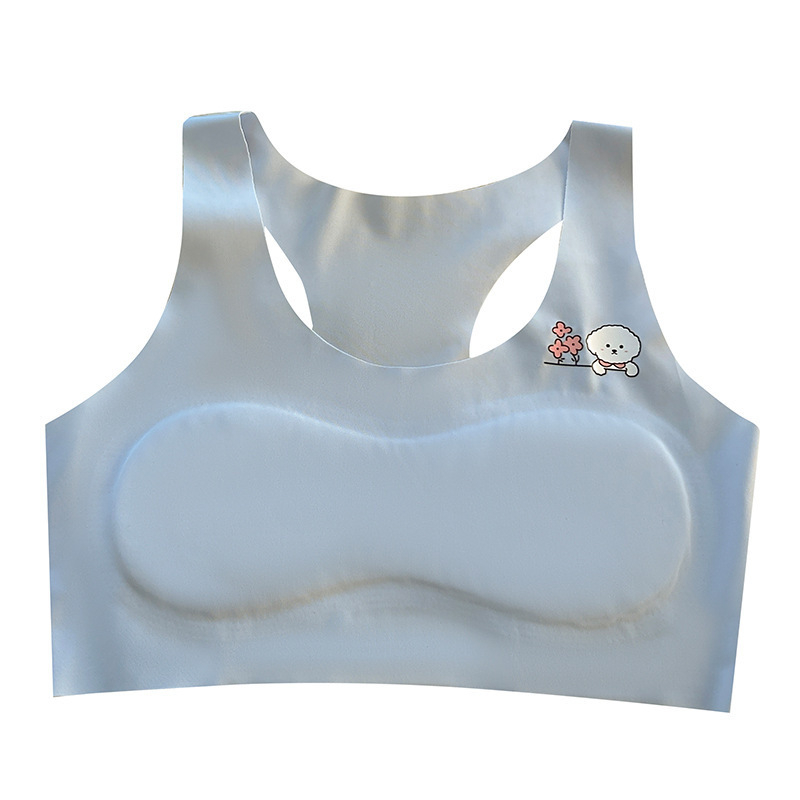 Bezšvový športový podprsenka pre dievčatá vo veku 9–13 rokov, štýl tielko, plný košík s ultratenkým formovaným košíčkom, pevné dvojité ramienka, priedušný nylon
