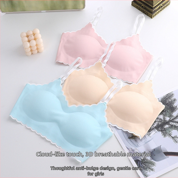 Jednodielny dievčenský top na rast bez kovových výstuží, dychajúci nylonový materiál, plné košíky s tenkými formovanými košíčkami z bavlny, podšívka nylon, pevné dvojité ramienka