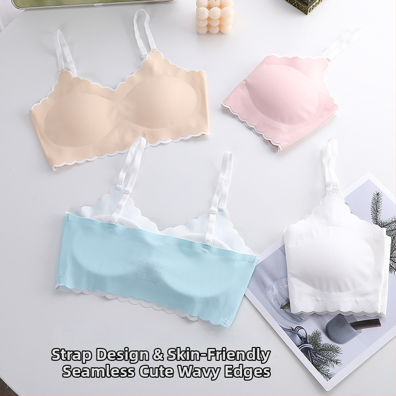 Jednodielny dievčenský top na rast bez kovových výstuží, dychajúci nylonový materiál, plné košíky s tenkými formovanými košíčkami z bavlny, podšívka nylon, pevné dvojité ramienka