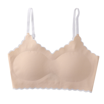 Dievčenská bezšvová bezkostrová podprsenka pre rastové obdobie – plný kryt, tenkoformované košíčky s bavlnenou výstelkou, Ice Silk nylon, priedušné chrbát, nastaviteľné ramienka