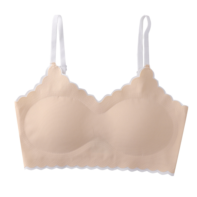 Dievčenská bezšvová bezkostrová podprsenka pre rastové obdobie – plný kryt, tenkoformované košíčky s bavlnenou výstelkou, Ice Silk nylon, priedušné chrbát, nastaviteľné ramienka