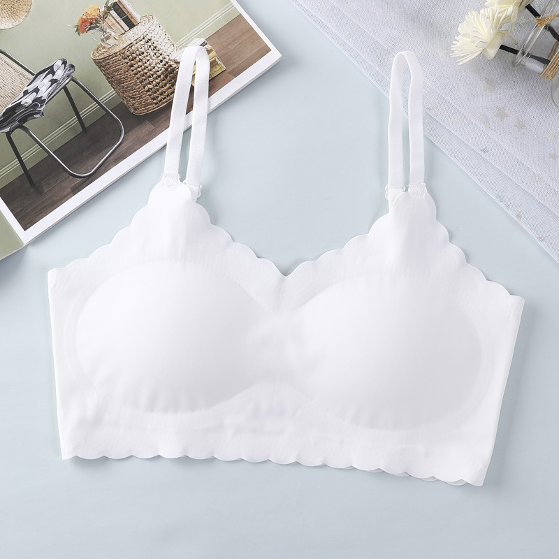 Dievčenská bezšvová bezkostrová podprsenka pre rastové obdobie – plný kryt, tenkoformované košíčky s bavlnenou výstelkou, Ice Silk nylon, priedušné chrbát, nastaviteľné ramienka