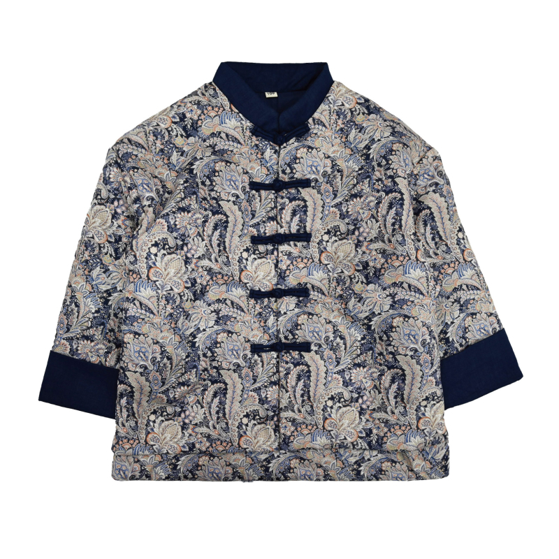 Vaikų žieminis kinų stiliaus kostiumas berniukams, gėlių raštas, 100% medvilnė, poliesterio įdėklas