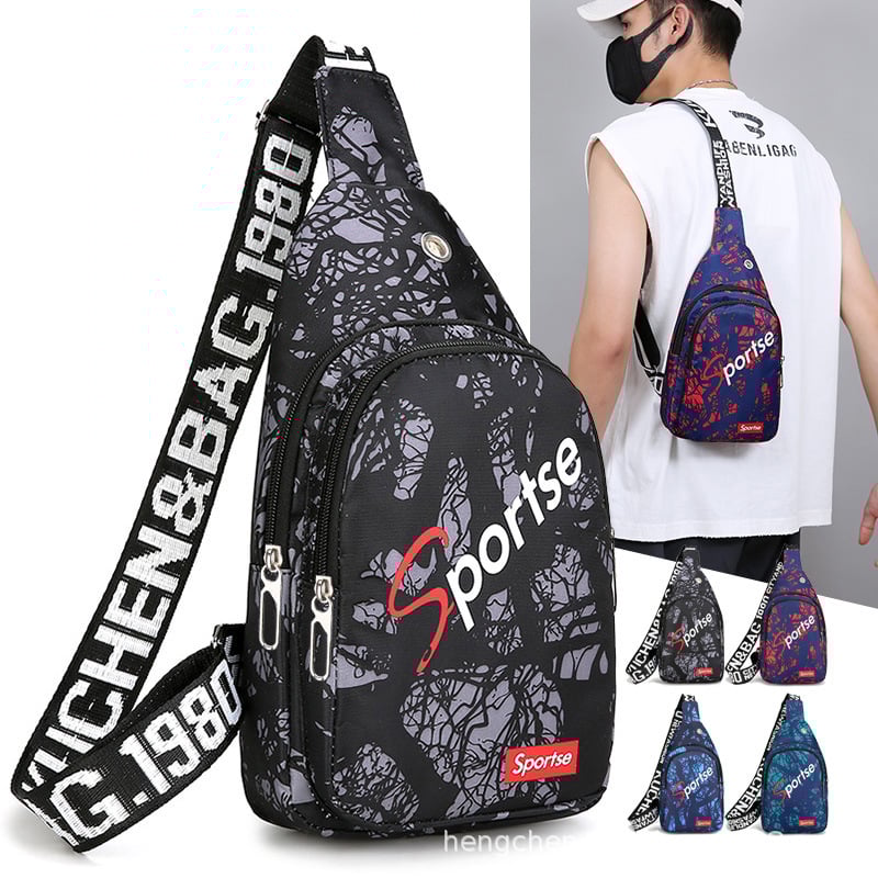 Muži crossbody taška v kórejskom štýle, mestský minimalistický dizajn, Oxford látka, pruhovaný vzor, priedušná a ultraľahká, na voľnočasové cestovanie