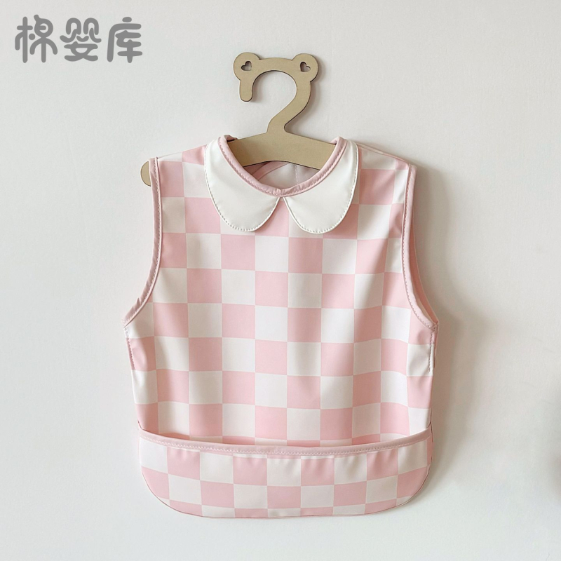 Unisex vízálló, ujjatlan etető és festő smock fordítható dizájnnal, poliészter anyag, Cartoon mintázat, biztonsági osztály A, Cotton Baby Library, modell 0400, 2025 tavasz