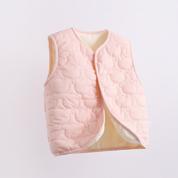 Dječja vanjska vesta, debeli poliester materijal s fleece navlakom, poliester punilo, diagonalo dugmić zatvaranje, bez kapulje, za djecu 1–3 godine, prikladna za proljeće, jesen i zimu