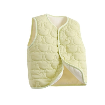 Dječja vanjska vesta, debeli poliester materijal s fleece navlakom, poliester punilo, diagonalo dugmić zatvaranje, bez kapulje, za djecu 1–3 godine, prikladna za proljeće, jesen i zimu