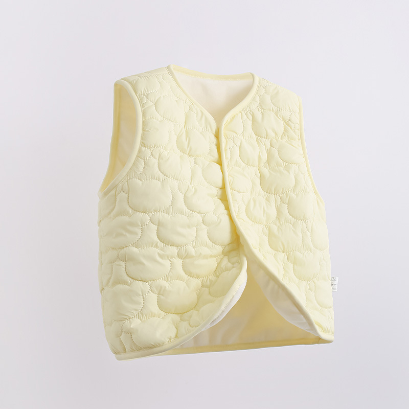 Dječja vanjska vesta, debeli poliester materijal s fleece navlakom, poliester punilo, diagonalo dugmić zatvaranje, bez kapulje, za djecu 1–3 godine, prikladna za proljeće, jesen i zimu